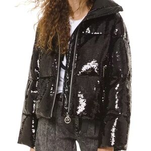 Chanel Black Sequin Puffer Jacket